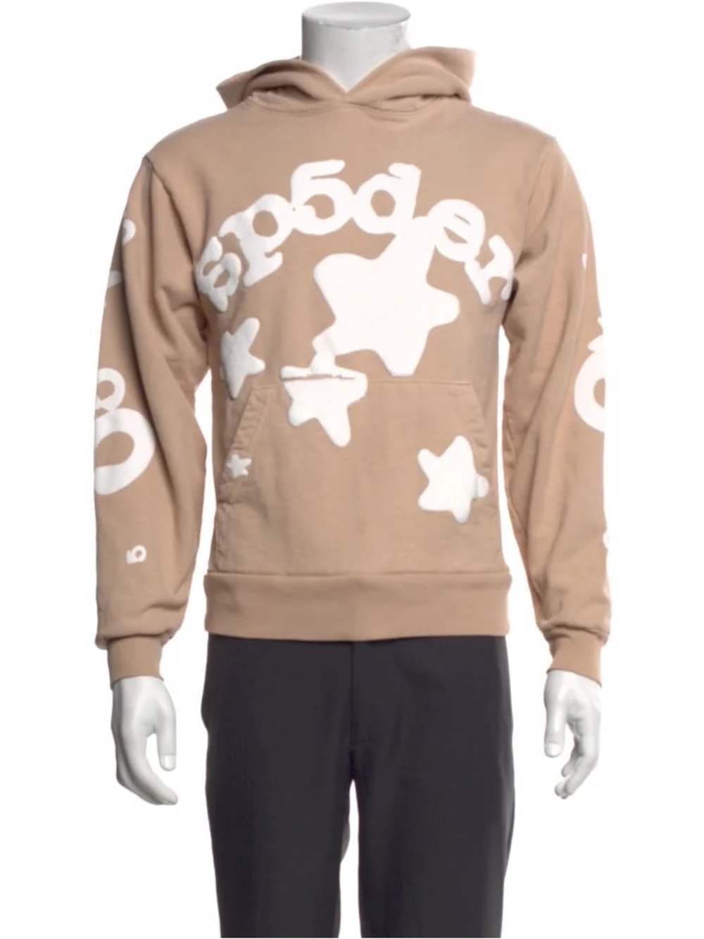 Men's Beige Star Graphic Crewneck Hoodie - Unbranded